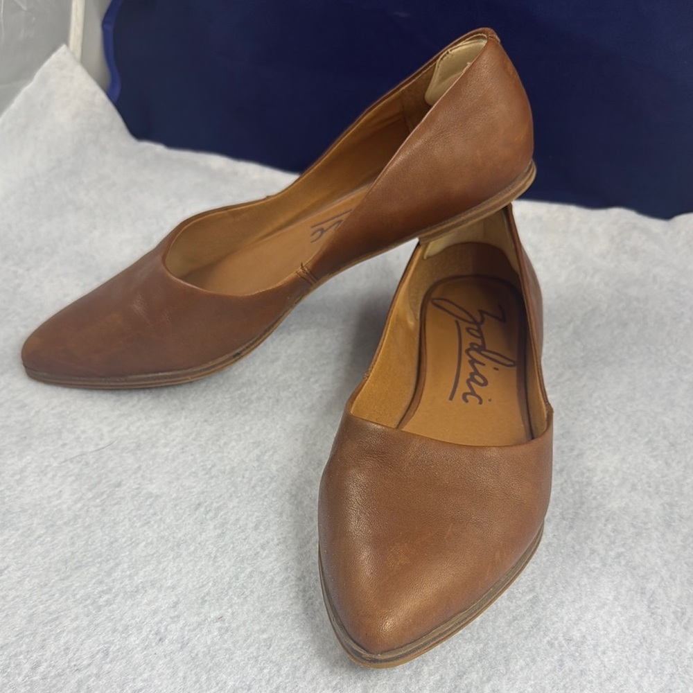 Brown Faux Leather Women's Flats